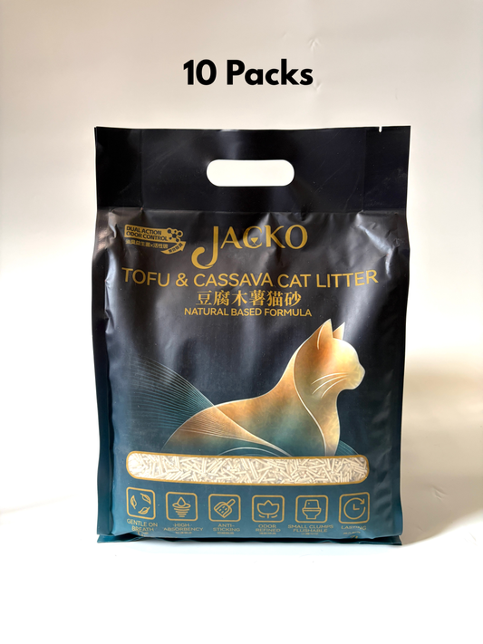 Multiple Cats Family Choice 多貓家庭之選- Jacko Tofu x Cassava Cat Litter 豆腐木薯混合貓砂 | 10 Packs